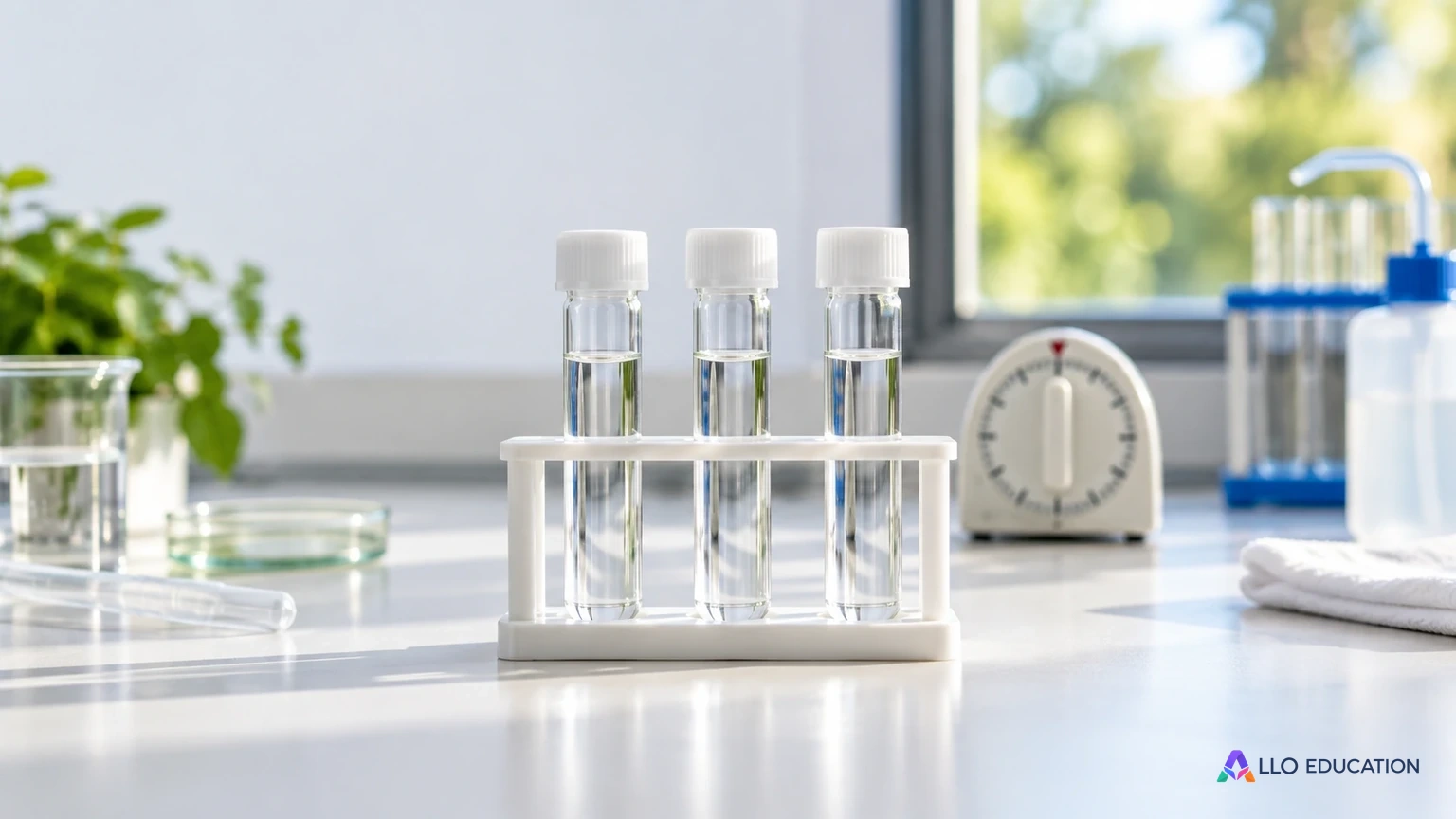 Des tubes dans un portoir évoquent des conditions de test comparées.
